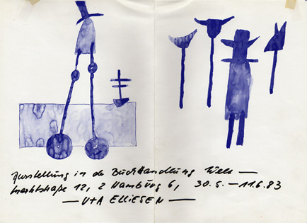 Uta Elliesen, Buch Handlung Welt, Wandarbeit, Zeichnungen