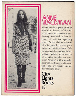 Anne Waldman, Kunst, Selbstorganisation, Literatur, Lesung, Vertrieb