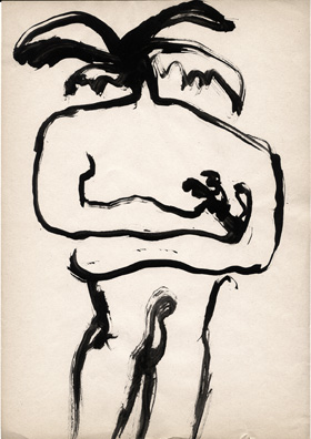 Kunst, Konzeptkunst, Palme, Papier, Tempera, Malerei, Sex