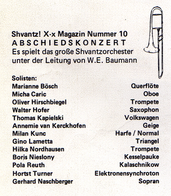 Shvantz Magazin, Walter E. Baumann, Hilka Nordhausen, Selbstorganisation