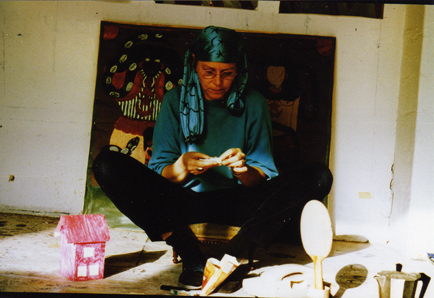 Hilka Nordhausen, Atelier, Berlin, Türkis, Kopftuch